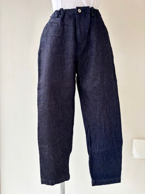 画像1: ゴーシュ　コットンリネンセルベッジデニム　８分丈テーパードパンツ